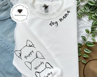 Custom Dog Ears Sweatshirt, Dog Sweatshirt With Dog Ear, Custom Dog Name Shirt, Personalized Dog Face Shirt, Dog Mom Gift, New Dog Owner