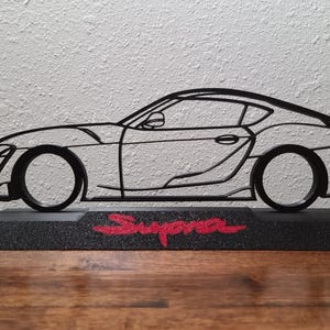 Toyota GR Supra Silhouette | 3D Printed Desk Art | Motorsports and Automotive Enthusiast | Office Decor