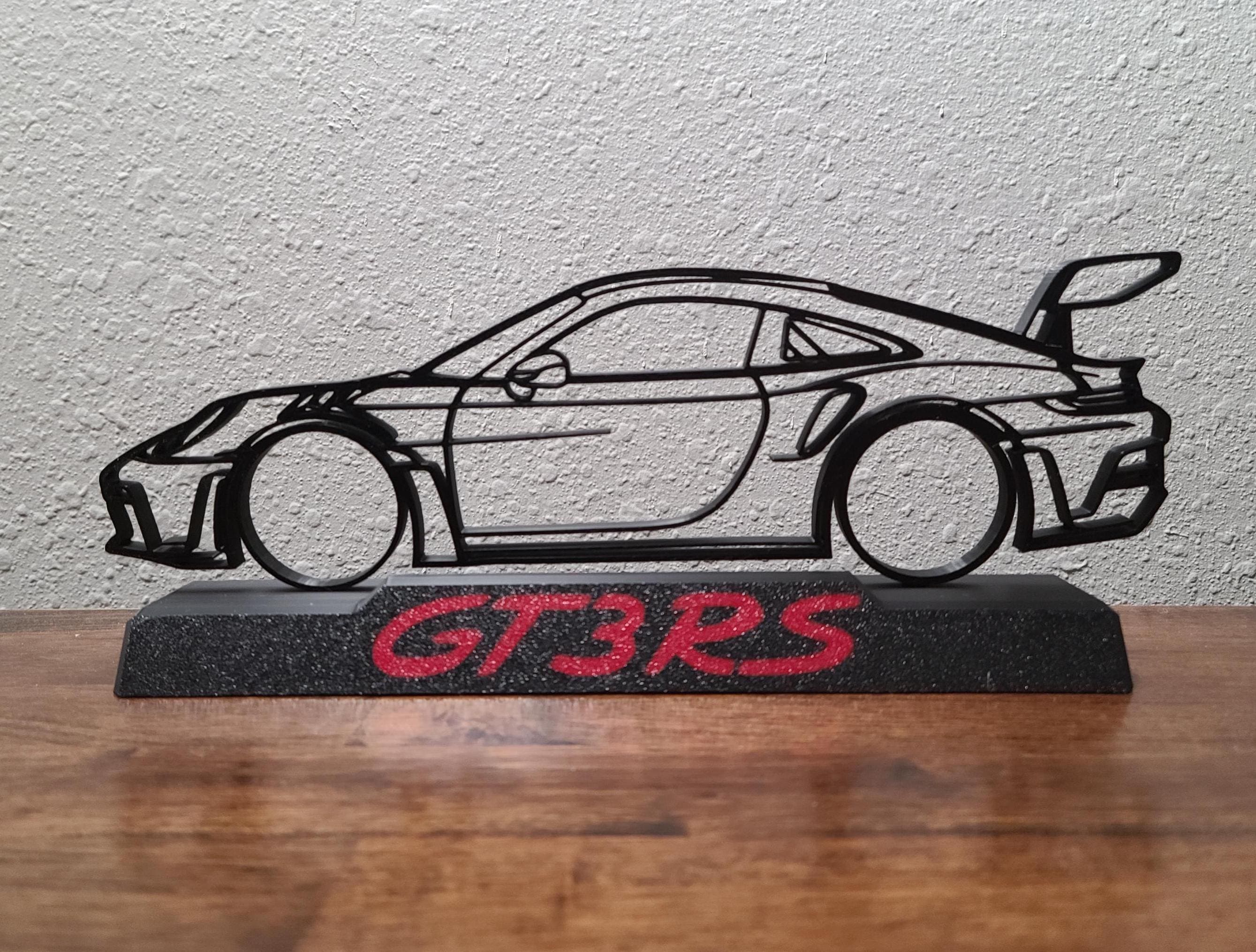 Porsche GT3 RS Silhouette | 3D Printed Desk Art | Motorsports and