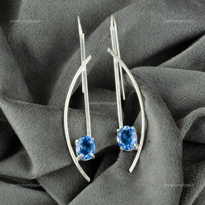 Dainty Tanzanite Drop Earrings, Sterling Silver, Handmade Jewelry