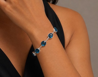 Apatite Gemstone Bracelet, Handmade 925 Sterling Silver Bracelet, Statement Dainty Jewelry, Anniversary Gift For Women
