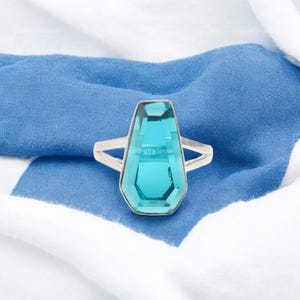 Sparkling Apatite Ring, Blue Gemstone Ring, Statement Ring, 925 Sterling Silver Jewelry, Wedding Gift, Ring For Best Friend