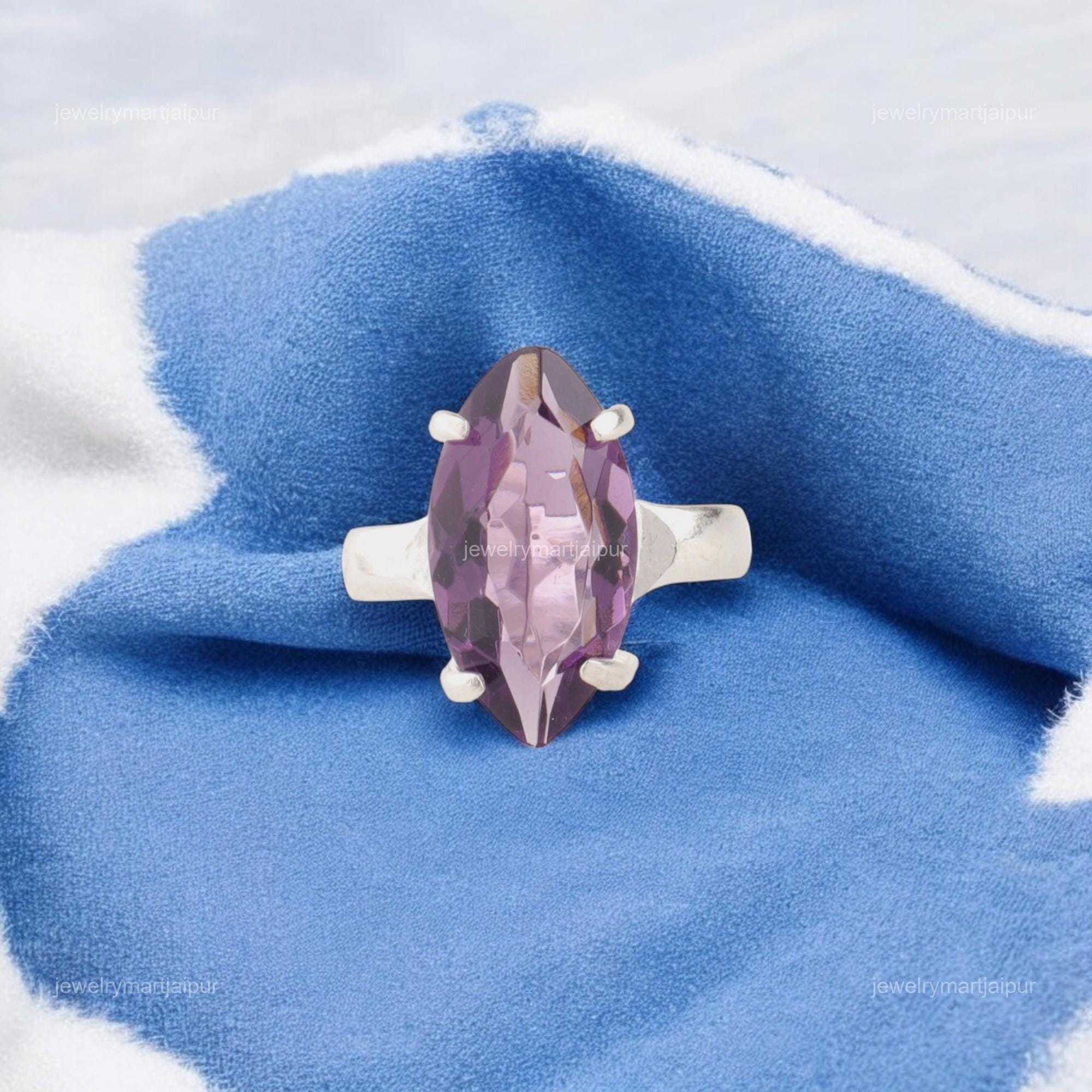 Exquisite Amethyst Ring, Purple Gemstone Ring, Solitaire Ring, 925 Sterling Silver Jewelry, Anniversary Gift, Ring For Her