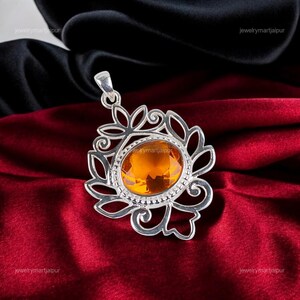 Elegant Citrine Pendant, Yellow Gemstone Pendant, Pendant, 925 Sterling Silver Jewelry, Birthday Gift, Pendant For Love