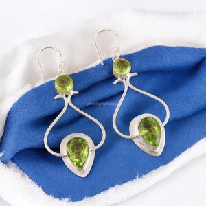 Peridot Drop Earrings: 925 Sterling Silver Dangle Gemstone Jewelry