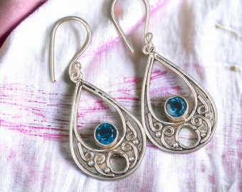 London Blue Topaz Sterling Silver Drop Earrings