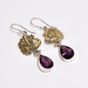 Natural Amethyst Earrings, Purple Gemstone Earrings, Drop & Dangle Earrings, 925 Sterling Silver Jewelry, Engagement Gift, Earrings For Wife
