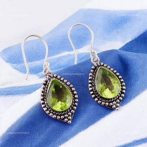 Exquisite Peridot Earrings, Green Gemstone Earrings, Drop & Dangle Earrings, 925 Sterling Silver Jewelry, Birthday Gift, Earrings For Her