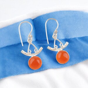 Elegant Carnelian Earrings, Orange Gemstone Earrings, Drop & Dangle Earrings, 925 Sterling Silver Jewelry, Wedding Gift, Earrings For Love