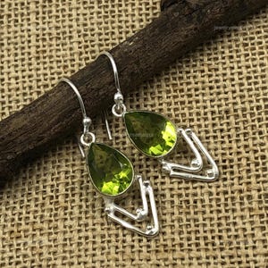 Elegant Peridot Earrings, Green Gemstone Earrings, Drop & Dangle Earrings, 925 Sterling Silver Jewelry, Birthday Gift, Earrings For Love