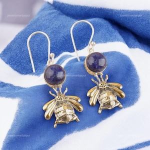 Precious Sodalite Earrings, Blue Gemstone Earrings, Drop & Dangle Earrings, 925 Sterling Silver Jewelry, Birthday Gift, Earrings For Sister