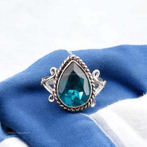 Precious Apatite Ring, Blue Gemstone Ring, Statement Ring, 925 Sterling Silver Jewelry, Anniversary Gift, Ring For Sister