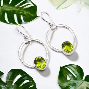 Exquisite Peridot Earrings, Green Gemstone Earrings, Drop & Dangle Earrings, 925 Sterling Silver Jewelry, Wedding Gift, Earrings For Her