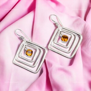 Natural Citrine Earrings, Yellow Gemstone Earrings, Drop & Dangle Earrings, 925 Sterling Silver Jewelry, Wedding Gift, Earrings For Daughter