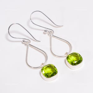 Elegant Peridot Earrings, Green Gemstone Earrings, Drop & Dangle Earrings, 925 Sterling Silver Jewelry, Birthday Gift, Earrings For Love