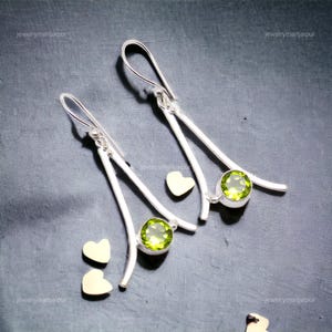 Rare Peridot Earrings, Green Gemstone Earrings, Drop & Dangle Earrings, 925 Sterling Silver Jewelry, Birthday Gift, Earrings For Mother