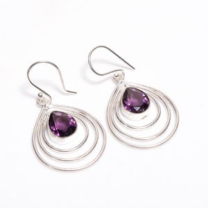 Rare Amethyst Earrings, Purple Gemstone Earrings, Drop & Dangle Earrings, 925 Sterling Silver Jewelry, Engagement Gift, Earrings For Mother