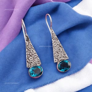 Exquisite Apatite Earrings, Blue Gemstone Earrings, Drop & Dangle Earrings, 925 Sterling Silver Jewelry, Birthday Gift, Earrings For Her