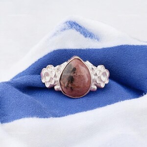 Precious Black Rhodonite Ring, Black Gemstone Ring, Solitaire Ring, 925 Sterling Silver Jewelry, Wedding Gift, Ring For Sister