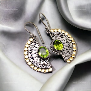 Exquisite Peridot Earrings, Green Gemstone Earrings, Drop & Dangle Earrings, 925 Sterling Silver Jewelry, Anniversary Gift, Earrings For Her