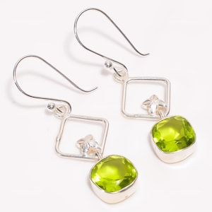 Rare Peridot Earrings, Green Gemstone Earrings, Drop & Dangle Earrings, 925 Sterling Silver Jewelry, Anniversary Gift, Earrings For Mother