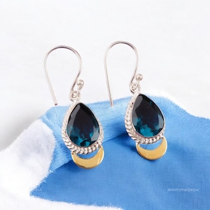 Precious Apatite Earrings, Blue Gemstone Earrings, Drop & Dangle Earrings, 925 Sterling Silver Jewelry, Engagement Gift, Earrings For Sister