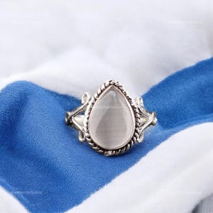 Remarkable Selenite Ring, White Gemstone Ring, Stackable Ring, 925 Sterling Silver Jewelry, Birthday Gift, Ring For Mother