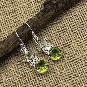 Peridot Drop Earrings: Sterling Silver Dangle Gemstone Jewelry