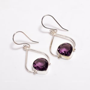Rare Amethyst Earrings, Purple Gemstone Earrings, Drop & Dangle Earrings, 925 Sterling Silver Jewelry, Wedding Gift, Earrings For Mother