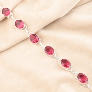 Exquisite Pink Tourmaline Gemstone Bracelet, Chain Adjustable Bracelet, 925 Sterling Silver Jewelry, Engagement Gift, Bracelet For Her