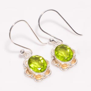 Valuable Peridot Earrings, Green Gemstone Earrings, Drop & Dangle Earrings, 925 Sterling Silver Jewelry, Anniversary Gift, Earrings For Wife