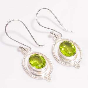 Natural Peridot Earrings, Green Gemstone Earrings, Drop & Dangle Earrings, 925 Sterling Silver Jewelry, Wedding Gift, Earrings For Daughter