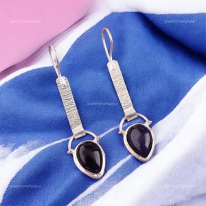 Natural Sodalite Earrings, Blue Gemstone Earrings, Drop & Dangle Earrings, 925 Sterling Silver Jewelry, Wedding Gift, Earrings For Wife