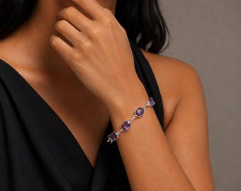 Iolite Gemstone Bracelet, 925 Sterling Silver Bracelet, Boho Jewelry, Women Bracelet, September Birthstone Bracelet, Gift For Her