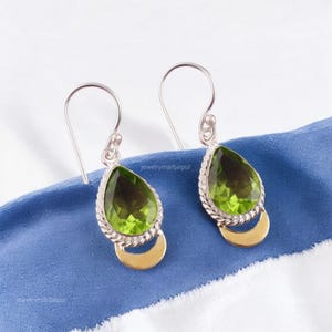 Elegant Peridot Earrings, Green Gemstone Earrings, Drop & Dangle Earrings, 925 Sterling Silver Jewelry, Engagement Gift, Earrings For Love
