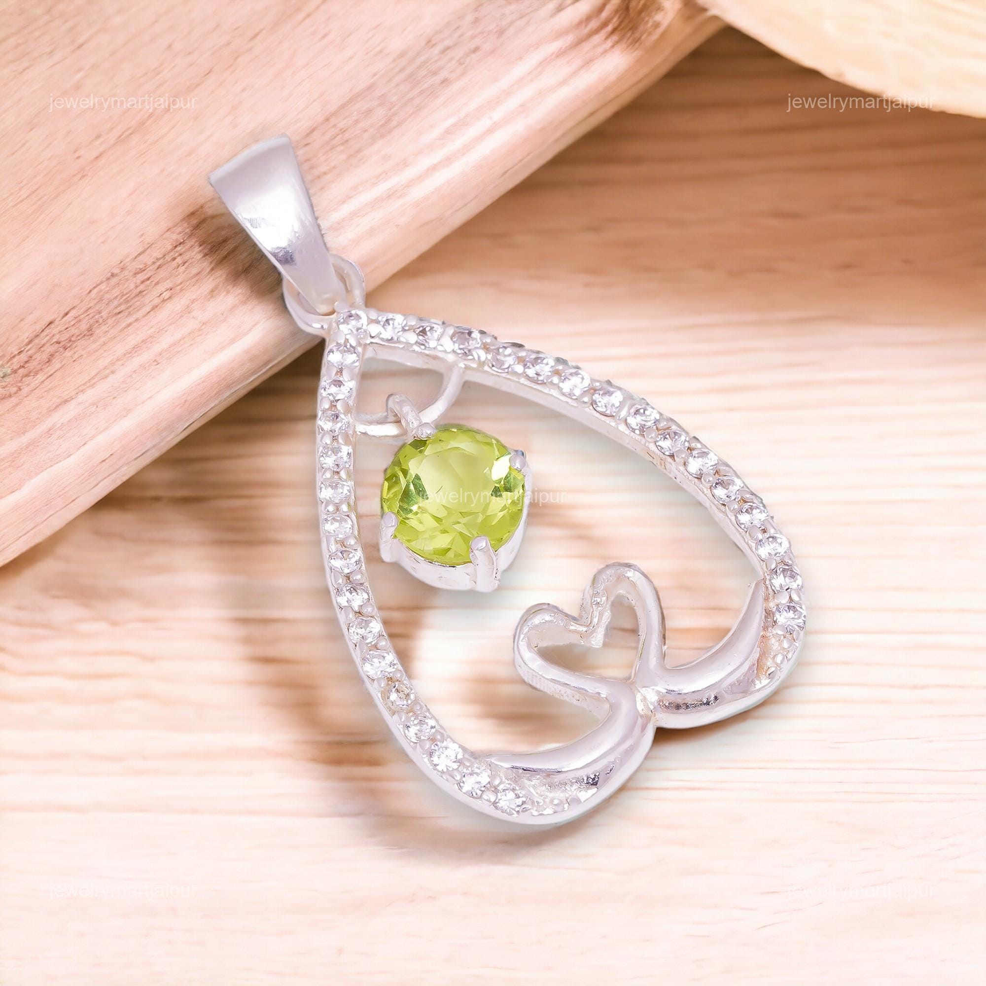 Gem Stone King 0.96 Ct Peridot & Citrine Heart Pendant – 925 Sterling Silver With 18" Chain - View #2