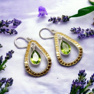 Exquisite Peridot Earrings, Green Gemstone Earrings, Drop & Dangle Earrings, 925 Sterling Silver Jewelry, Anniversary Gift, Earrings For Her