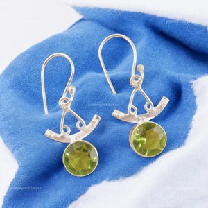 100% Genuine Peridot Earrings, Green Gemstone Earrings, Drop & Dangle Earrings, 925 Sterling Silver Jewelry, Birthday Gift, Earrings For Her