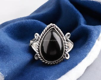 Natural Black Tourmaline Ring, Black Gemstone Ring, Statement Ring, 925 Sterling Silver Jewelry, Birthday Gift, Ring For Daughter