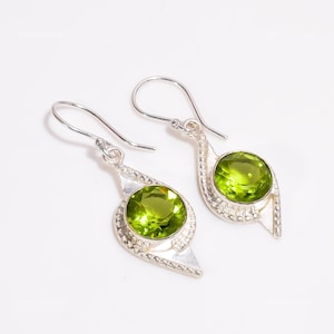 Peridot Drop Earrings: Handmade Sterling Silver Dangle Jewelry