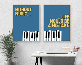 Inspirational music wall art piano home decor music quote digital download motivational print music poster gift for music lover