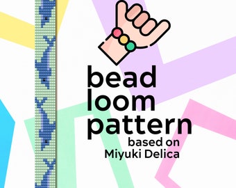 Narrow Dolphins bead loom bracelet pattern - Narrow bead loom pattern - based on Miyuki seed beads 11/0