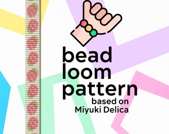 Narrow Tender Pink Roses bead loom bracelet pattern - Narrow Bead loom pattern - based on Miyuki seed beads 11/0