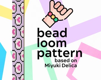 Narrow Love Bubbles loom bracelet pattern - Narrow Bead loom pattern - based on Miyuki seed beads 11/0