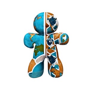 Mapa mundial SVG 3D de pan de jengibre: decoración para nuevos diseños de envoltorios de tazas y ropa.