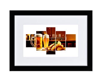 Lámina decorativa de cerveza: Póster enmarcado para bar en casa, cueva de hombre, decoración de cocina.