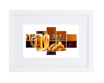 Lámina decorativa de cerveza: Póster enmarcado para bar en casa, cueva de hombre, decoración de cocina.