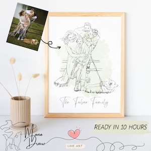 Benutzerdefiniertes Paar - Familie One Line Zeichnung Geschenk, Valentinstag personalisierte Hochzeitstag Geschenk, Einzel Porträt vom Foto. Kundenspezifische Linie