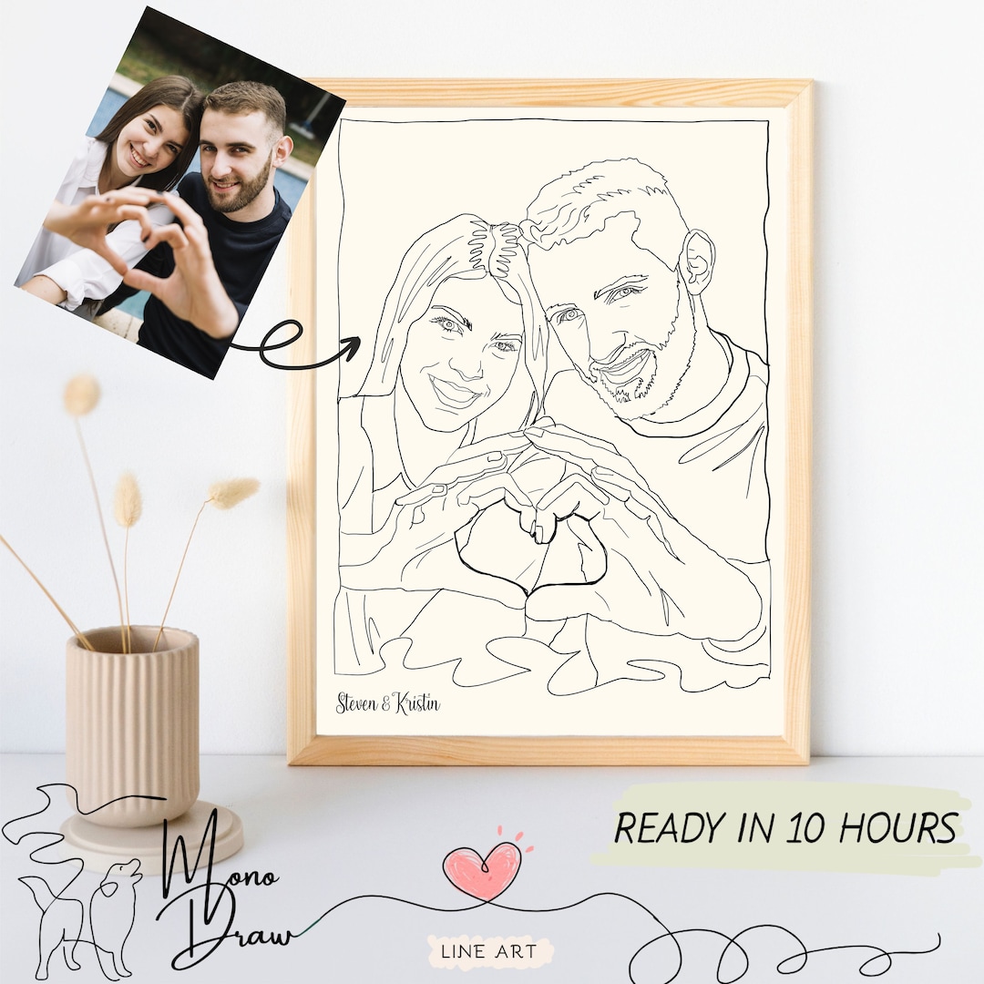 Personalized Drawing, Custom One Line Drawing, One Line Portrait ...