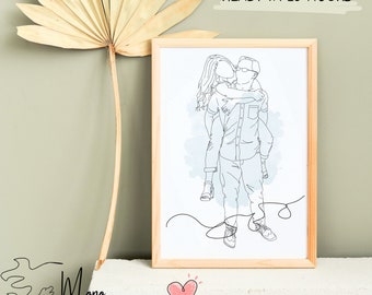 Custom Couple Portrait, Custom Family Portrait, Couple Gift, Faceless Portrait, Custom illustration, Wedding Gift, Friend Gift